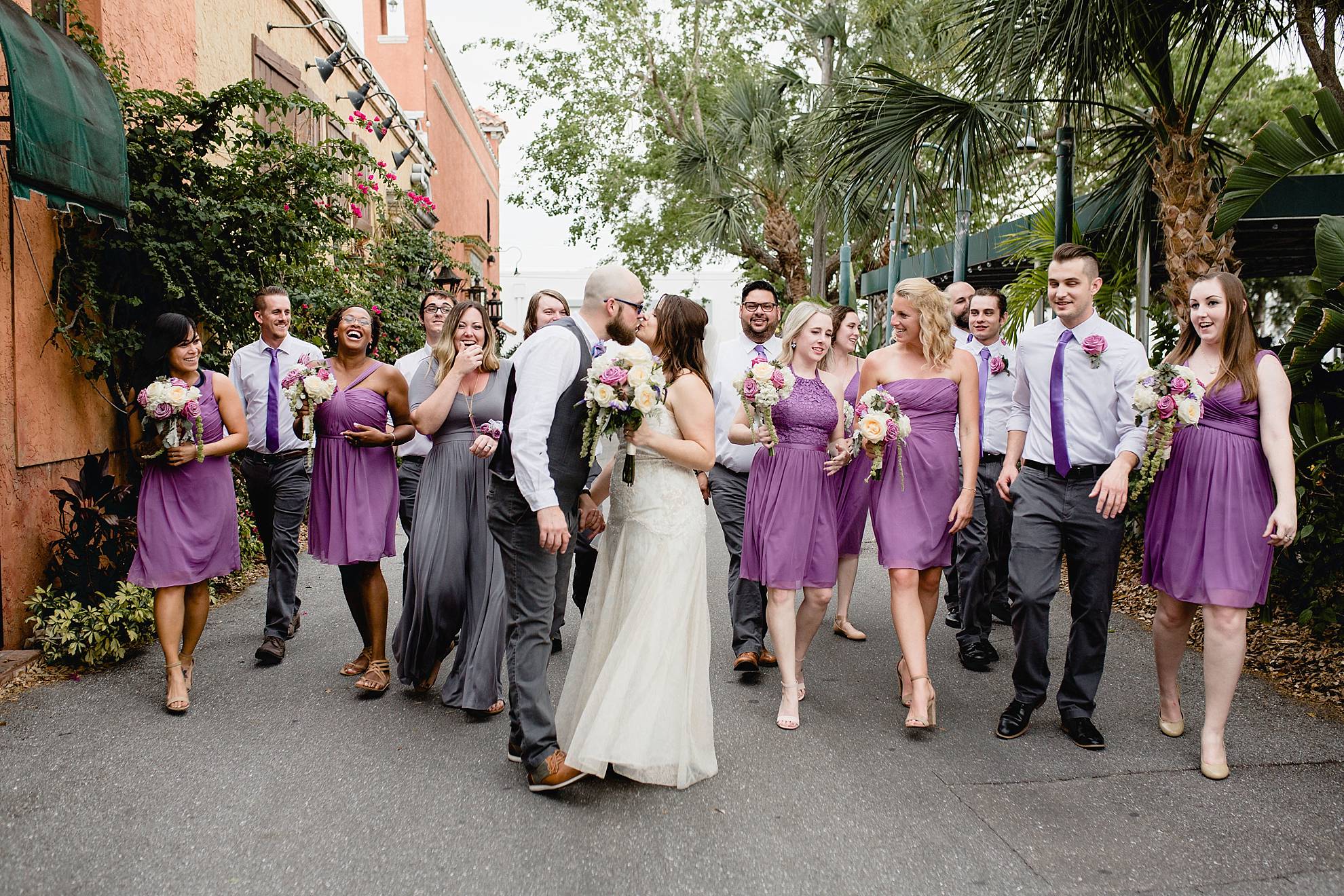 Entire bridal party walking