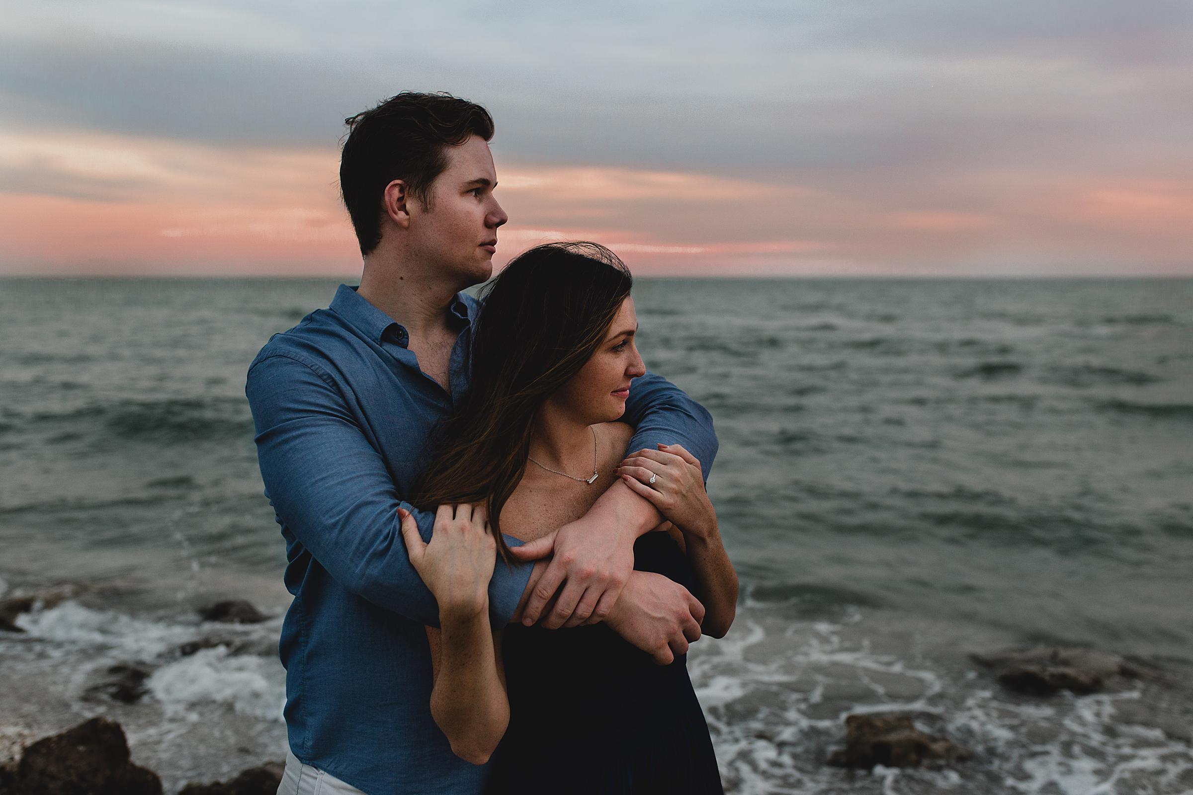 Engagement session on caspersen beach in venice, florida at sunset