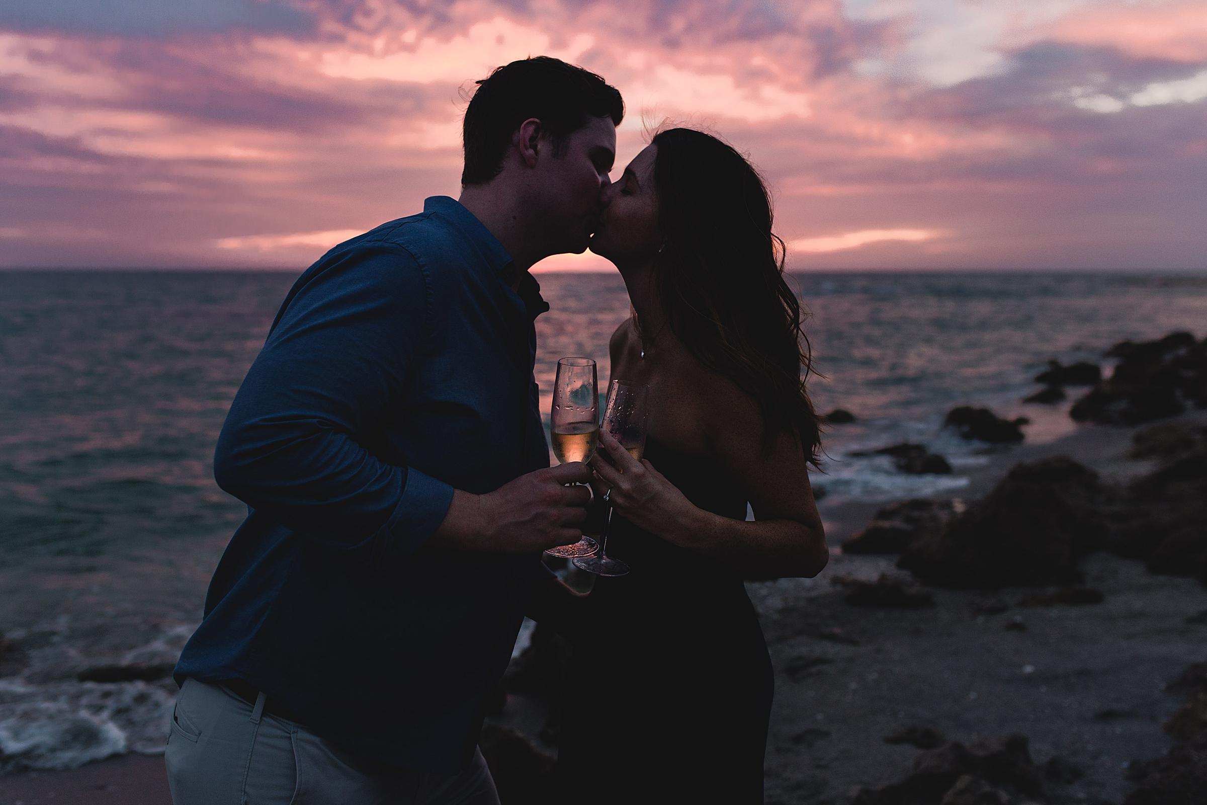 Engagement session on caspersen beach in venice, florida at sunset