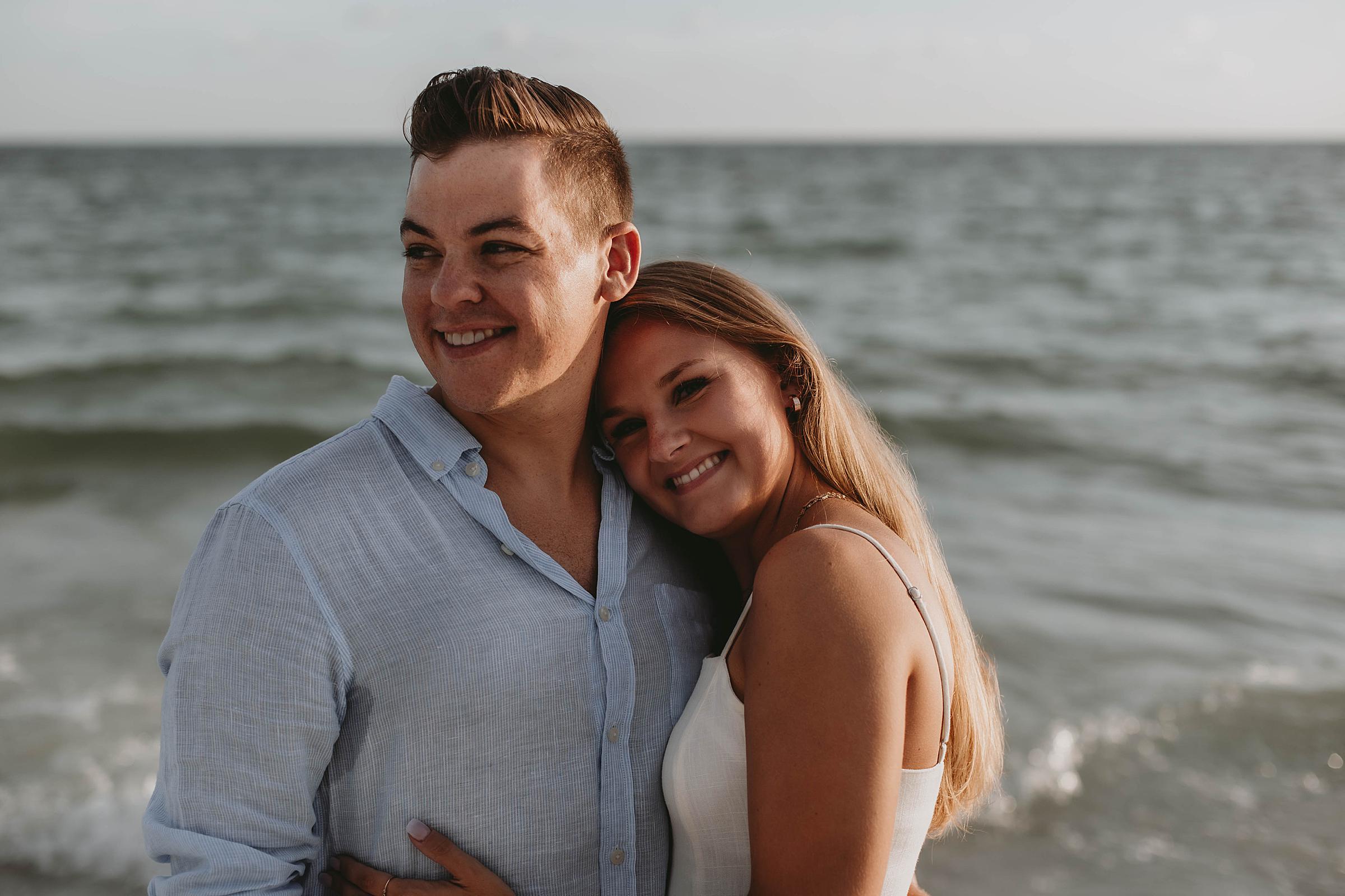 Couples Portraits after getting engaged on Longboat Key Beach