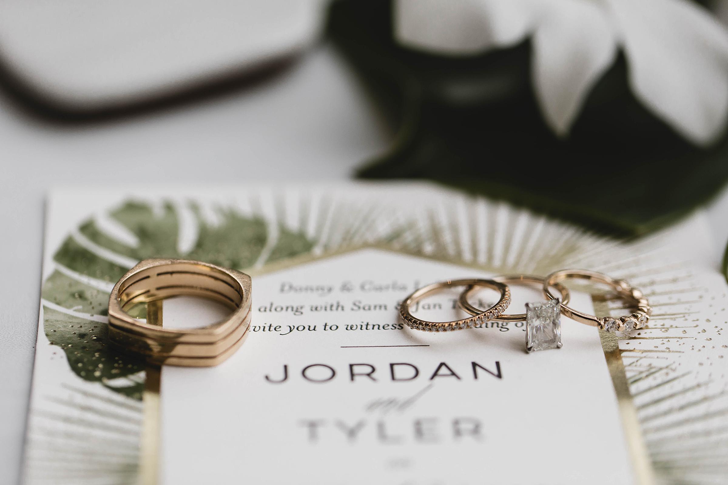 bridal details at selby gardens wedding, bride and groom rings