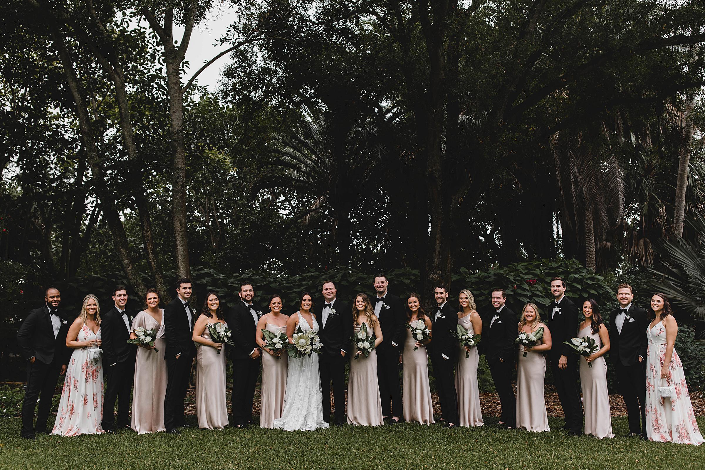 large wedding party portraits at selby gardens wedding