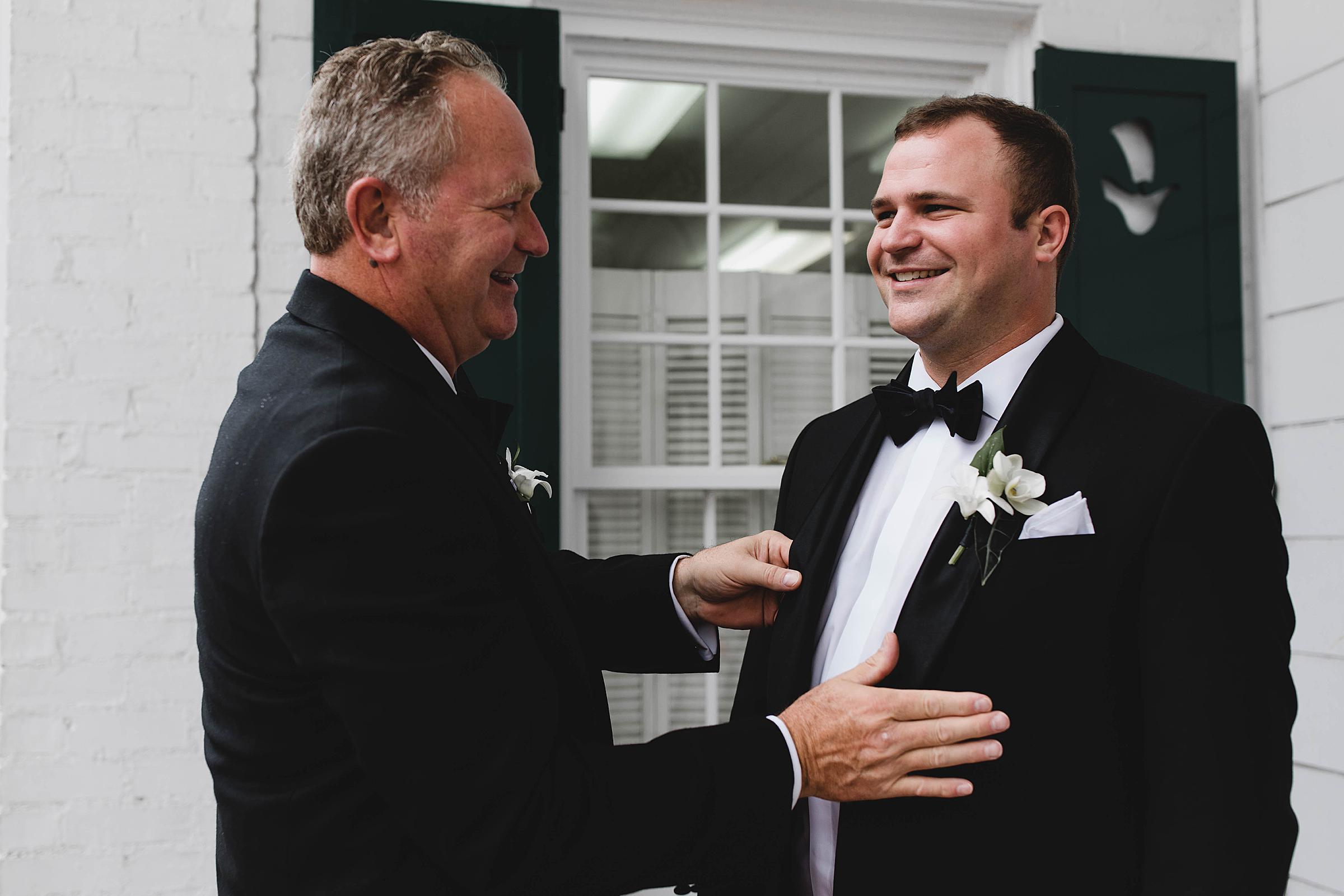 groom and dad getting ready for selby gardens wedding