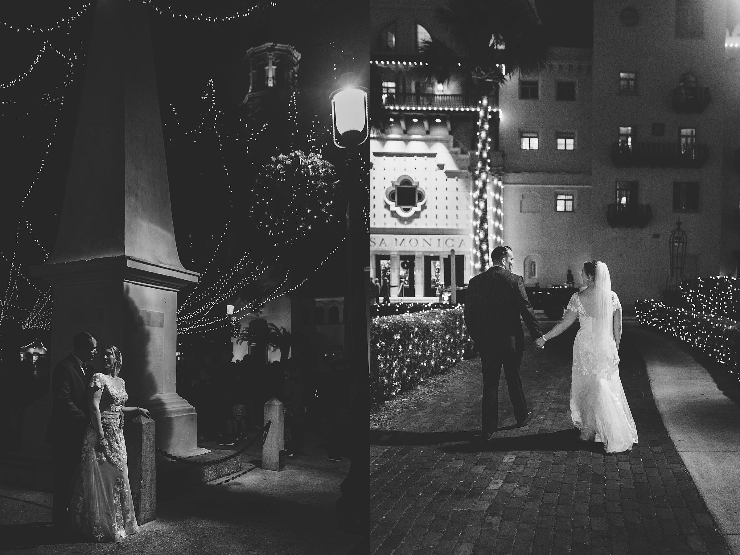 bride and groom photos in historic downtown st. augustine florida