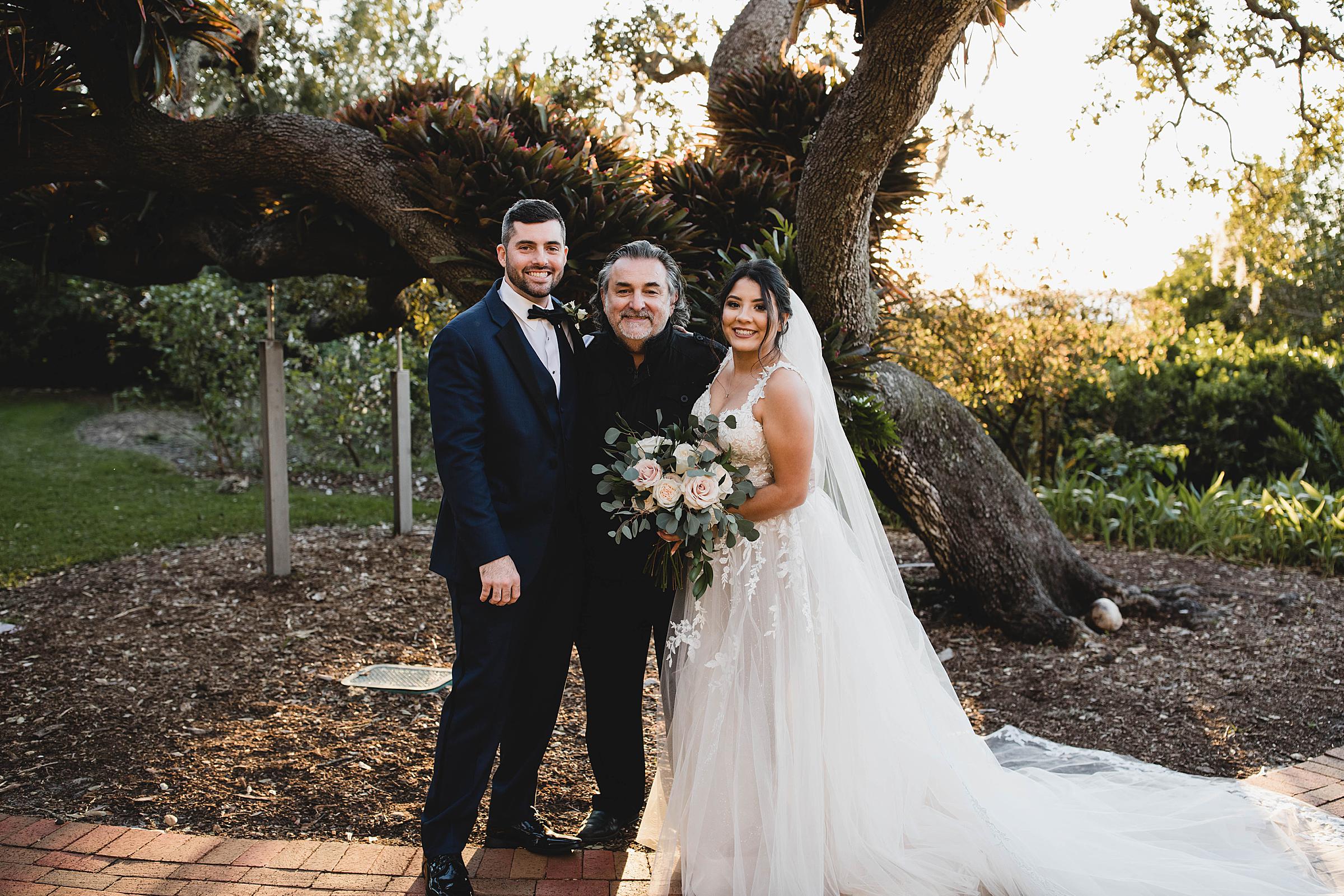 bride and groom portrait with Phil Mancini at Selby Gardens wedding, Photographed by Juliana Montane Photography