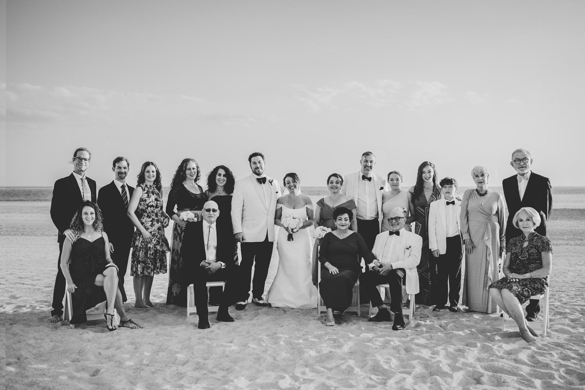 family portrait on the beach at longboat key club wedding