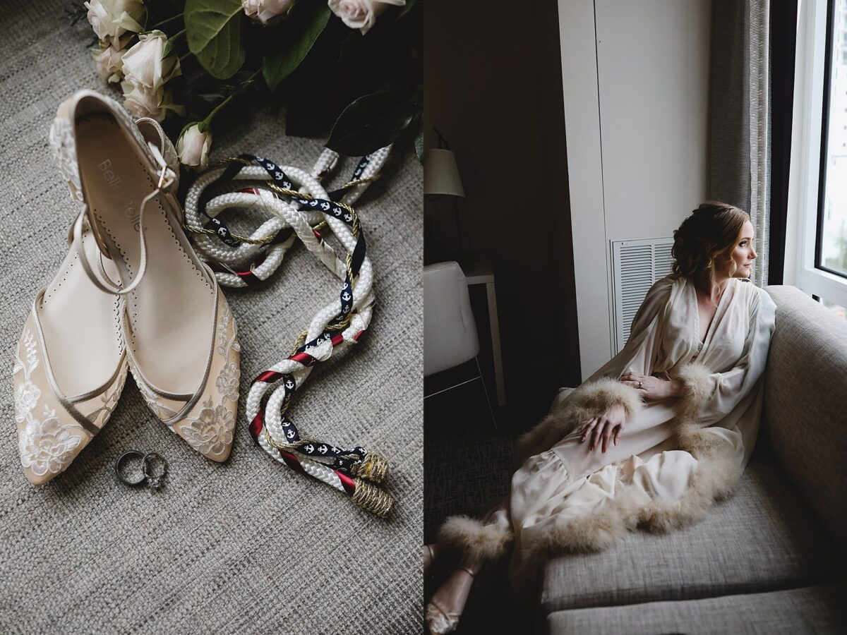 bride getting ready at art ovation hotel in sarasota florida for her ringling museum elopement, wedding photography by juliana montane photography