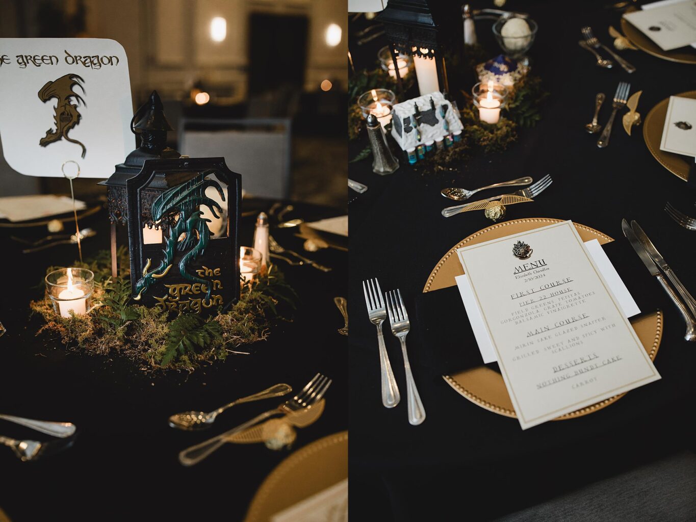 harry potter and lord of the rings wedding reception details at sarasota wedding. Photographed by Juliana Montane Photography.