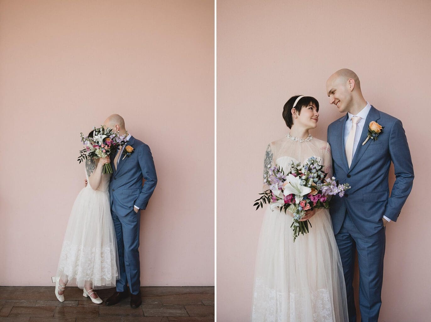 Bride & Groom posing in the courtyard at Ringling Museum in Sarasota Florida photographed by Juliana Montane Photography